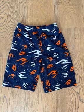 Nike Navy Shorts with Orange & White Graphic Logos